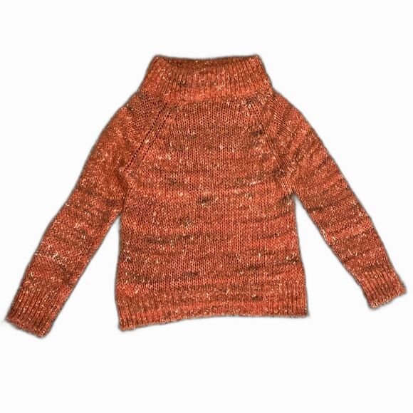 Moth Anthropologie Russet Orange Tweed Mock Cowlneck Pullover Sweater Size M - Picture 2 of 10